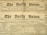 1852-1853 THE DAILY UNION NEWSPAPER LOT OF 4 ISSUES - WASINGTON - NP 3297E