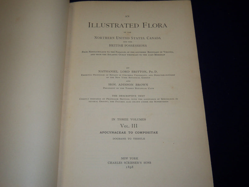 1898 AN ILLUSTRATED FLORA OF NORTHERN US & CANADA VOLUME NO. 3 - KD 3557