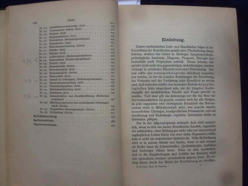 1929 ARZTE ALS PATIENTEN HARDCOVER BOOK VON PROF. A. GROTJAHN - GERMAN- KD 8996