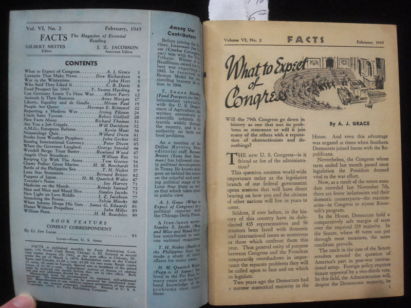 1945 FEBRUARY FACTS MAGAZINE - THE MAGAZINE OF ESSENTIAL READING - J 9982
