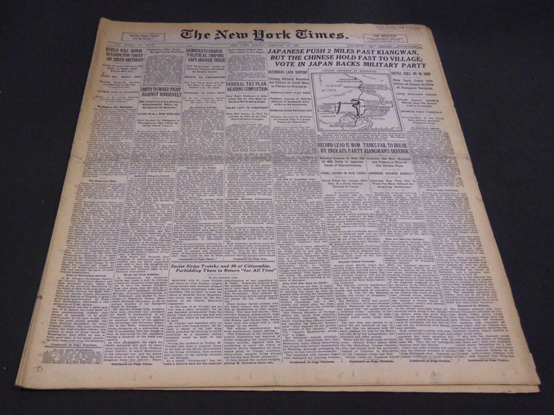 1932 FEB 22 NEW YORK TIMES - WORLD WILL HOVER WASHINGTON 200TH BIRTHDAY- NT 4770
