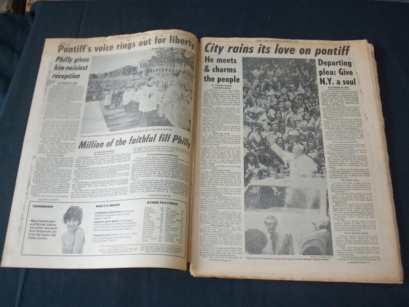 1979 OCT 4 NEW YORK DAILY NEWS NEWSPAPER - POPE JOHN PAUL -WE LOVED HIM- NP 3582