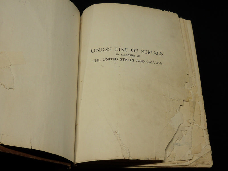 1943 UNION LIST OF SERIALS IN LIBRARIES VOLUME - 2ND EDITION - 3065 PGS- KD 5576