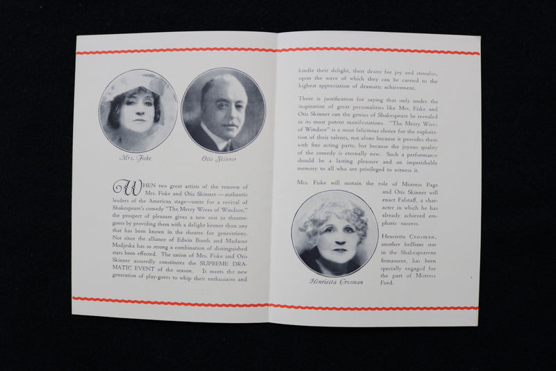 1920'S THE MERRY WIVES OF WINDSOR PROMO - MRS. FISKE & OTIS SKINNER - K 2768