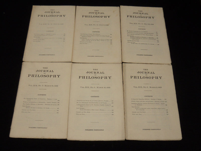 1922 THE JOURNAL OF PHILOSOPHY MAGAZINE LOT OF 18 ISSUES - WR 632C