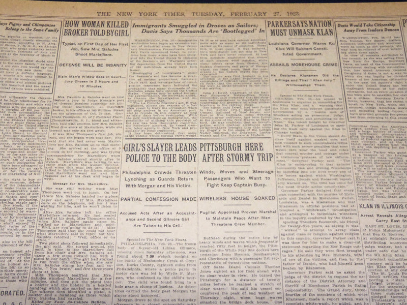 1923 FEBRUARY 27 NEW YORK TIMES - PHARAOH'S TOMB IS CLOSED TILL AUTUMN - NT 7990