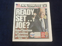 2020 NOVEMBER 7 NEW YORK POST NEWSPAPER - BIDEN THIS CLOSE TO WINNING PRESIDENCY