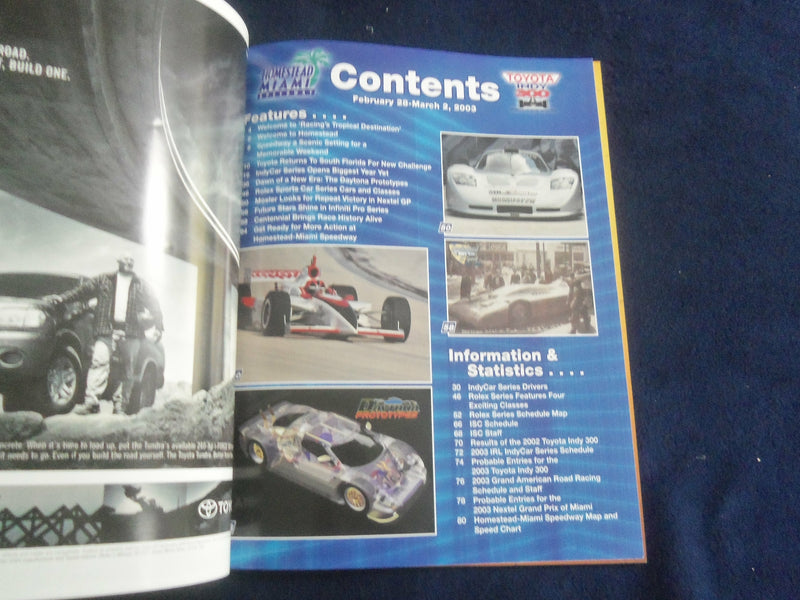 2003 FEB 28 - MAR 2 TOYOTA INDY 300 RACING PROGRAM - HOMESTEAD-MIAMI - SP 3929E