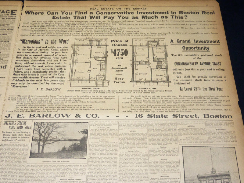 1909 APRIL 18 THE BOSTON HERALD - TAFT ENJOYS FIRST ROAST OF HIS TERM - BH 390