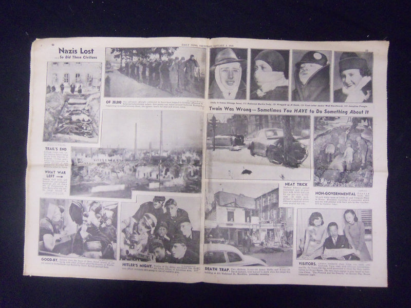 1945 JANUARY 4 NEW YORK DAILY NEWS - 25 JAP SHIPS HIT OFF LUZON - NP 2181