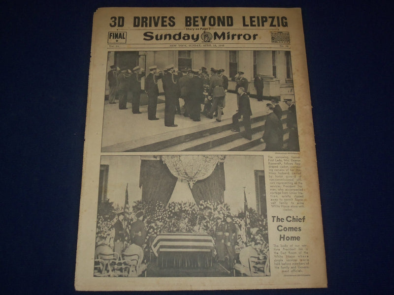 1945 APRIL 15 NEW YORK SUNDAY MIRROR - EULOGIZE F. D. IN SIMPLE RITES - NP 1799