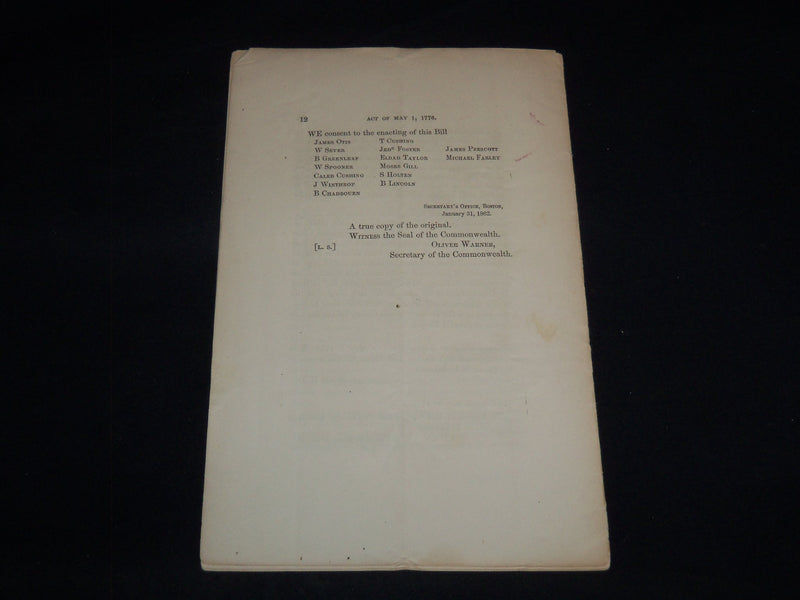 1862 NEW YORK HISTORICAL SOCIETY DECLARATION OF INDEPENDENCE - MASS - J 8882