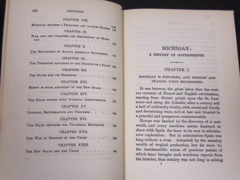 1886 AMERICAN COMMONWEALTHS MICHIGAN HISTORY OF GOVERNMENT BOOK - KD 5786