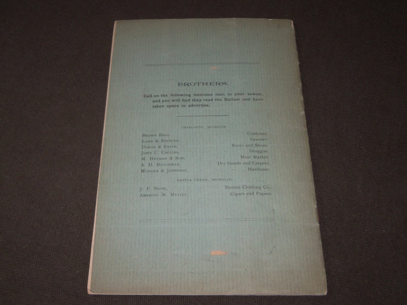 1892 NOVEMBER THE TRACKMEN'S BALLAST MONTHLY MAGAZINE VOLUME 2 NO. 2 - J 3182