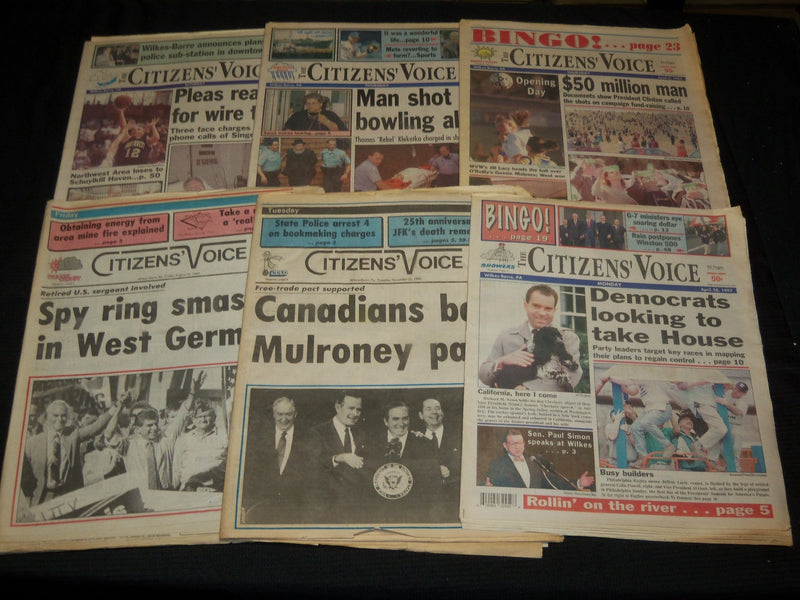 1988-1999 CITIZENS'VOICE NEWSPAPERS LOT OF 53 - WILKES BARRE, PA - NP 2703A