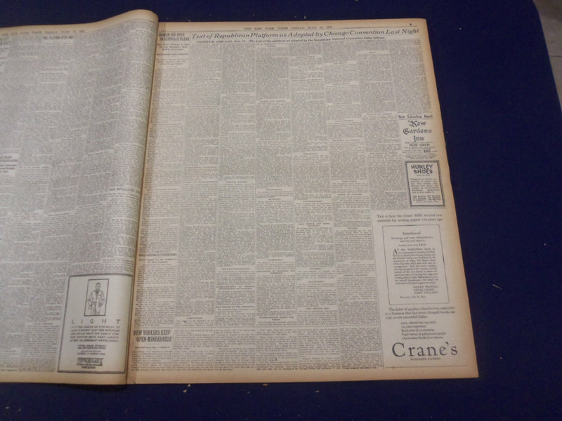 1920 JUNE 11 NEW YORK TIMES - ANTI-WILSON LEAGUE PLANK ADOPTED - NT 9111