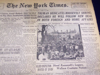 1946 APRIL 13 NEW YORK TIMES - TRUMAN DEDICATES ROOSEVELT SHRINE - NT 3470