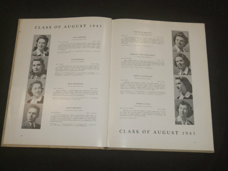 1943 AUGUST NEW JERSEY STATE TEACHERS COLLEGE YEARBOOK - MONTCLAIR, NJ - YB 2174