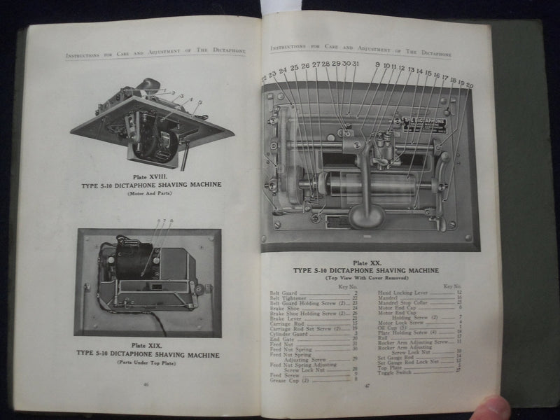 1930 INSTRUCTIONS FOR CARE & ADJUSTMENT OF THE DICTAPHONE SOFTCOVER BOOK -J 9608
