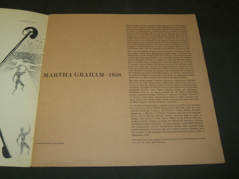 1958 & 1960 MARTHA GRAHAM SEASON BALLET PROGRAM LOT OF 2 - NICE PHOTOS - J 5156