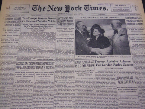 1950 MAY 28 NEW YORK TIMES - LESINSKI DEATH TIPS PRO LABOR BALANCE - NT 4575