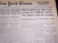 1938 AUG 20 NEW YORK TIMES - POLICY CHIEFS SAY THEY GAVE $15,000 TAMMANY- NT 706
