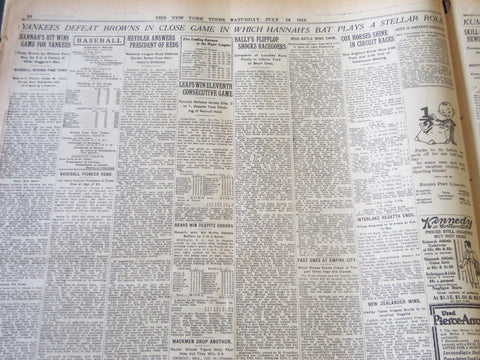 1919 JULY 19 NEW YORK TIMES - BABE RUTH'S HITS WIN GAME - NT 6229