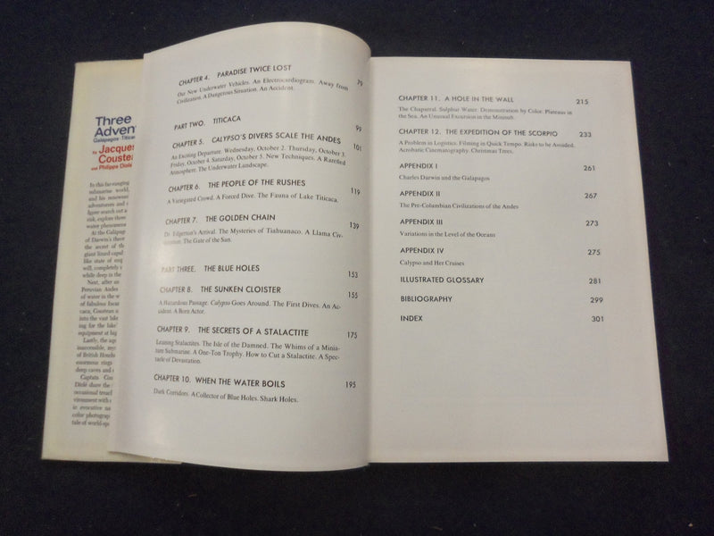 1973 THREE ADVENTURES HARDCOVER BOOK BY JACQUES-YVES COUSTEAU - KD 8283