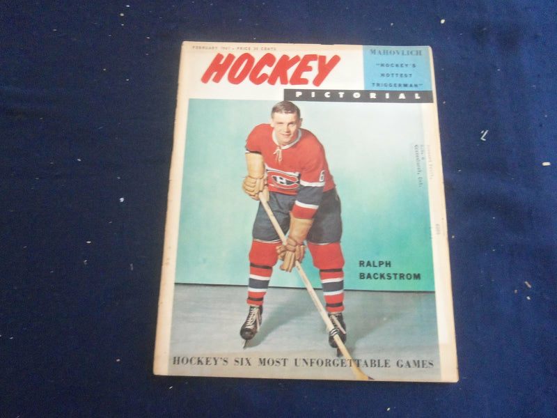 1961 FEBRUARY HOCKEY PICTORIAL MAGAZINE - RALPH BACKSTROM COVER - ST 200M
