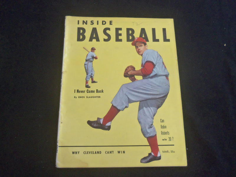 1953 MARCH INSIDE BASEBALL MAGAZINE - ROBIN ROBERTS - ENOS SLAUGHTER - J 7697