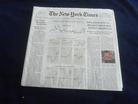 2022 JANUARY 13 NEW YORK TIMES - INFLATION HITS 7%, HIGHEST SINCE 1982
