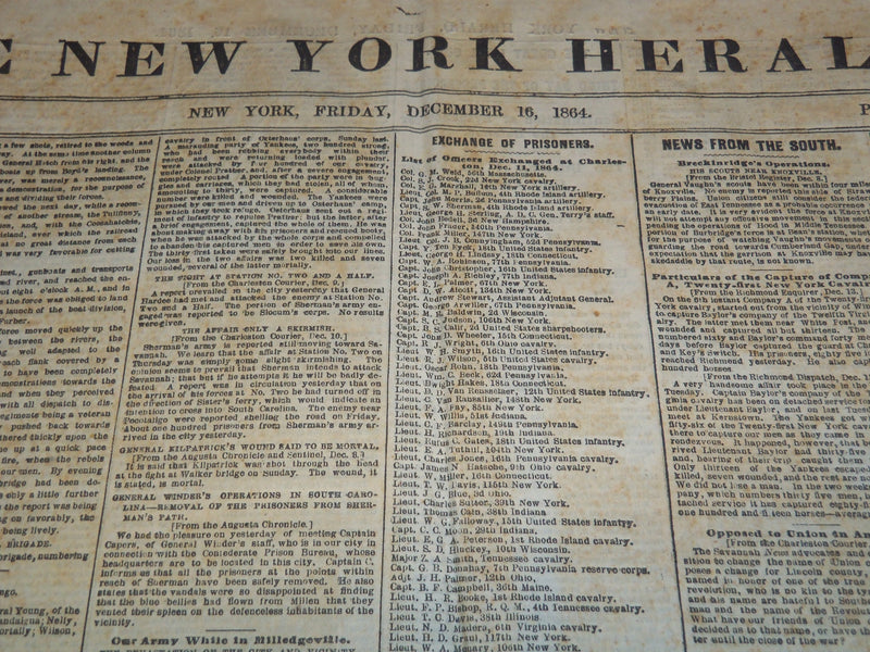 1864 DECEMBER 16 NEW YORK HERALD NEWSPAPER - SHERMAN - NASHVILLE - NP 4252R