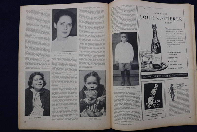 1956 OCTOBER DER SPIEGEL MAGAZINE - RICHARD WRIGHT COVER - GERMAN TEXT - E 11377
