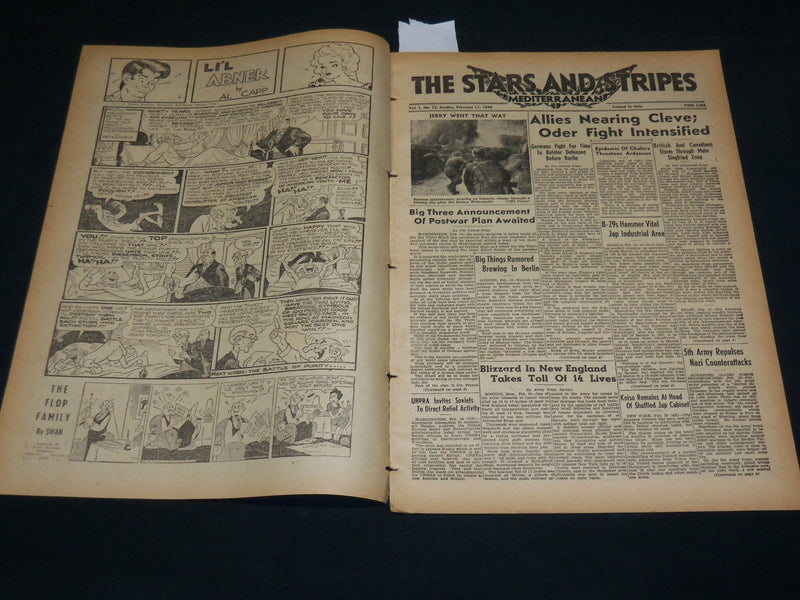 1945 FEBRUARY 11 STARS AND STRIPES SUNDAY MEDITERRANEAN COMICS - ITALY - NP 5239