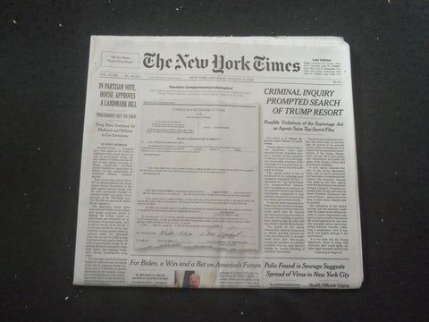 2022 AUGUST 13 NEW YORK TIMES - CRIMINAL INQUIRY PROMPTED SEARCH OF TRUMP RESORT