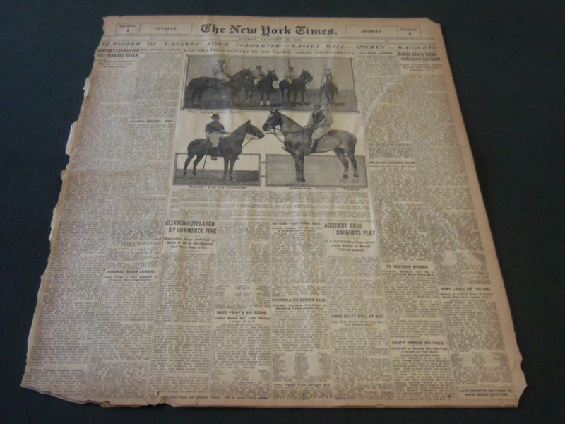 1915 JANUARY 31 NEW YORK TIMES - RUPPERT & HUSTON GET YANKEES STOCK - NT 6493