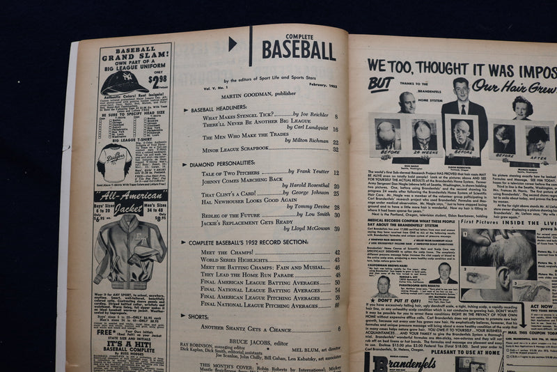 1953 FEBRUARY COMPLETE BASEBALL MAGAZINE - ROBIN ROBERTS COVER - E 11839