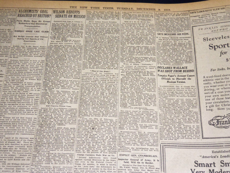 1919 DECEMBER 9 NEW YORK TIMES - COUNTRY WIDE CURB ON SOFT COAL - NT 7950