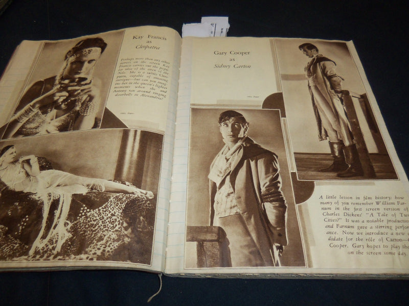 1930'S HOLLYWOOD STARS SCRAPBOOK - COOPER - GARBO - GREAT PHOTOS - 23A
