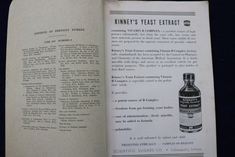 1937 JULY AMERICAN JOURNAL OF DISEASES OF CHILDREN SOFTCOVER BOOK - K 1518