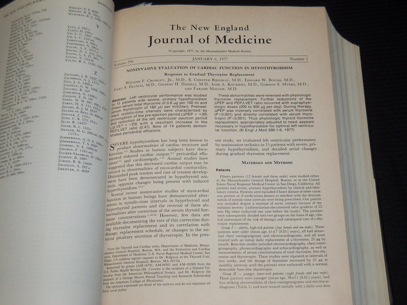 1977 JANUARY-JUNE THE NEW ENGLAND JOURNAL OF MEDICINE BOUND VOLUME - KD 6132R