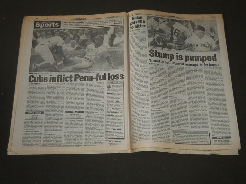 1990 JUNE 12 NY POST & DAILY NEWS NEWSPAPER LOT OF 2 - NOLAN RYAN - NP 2533