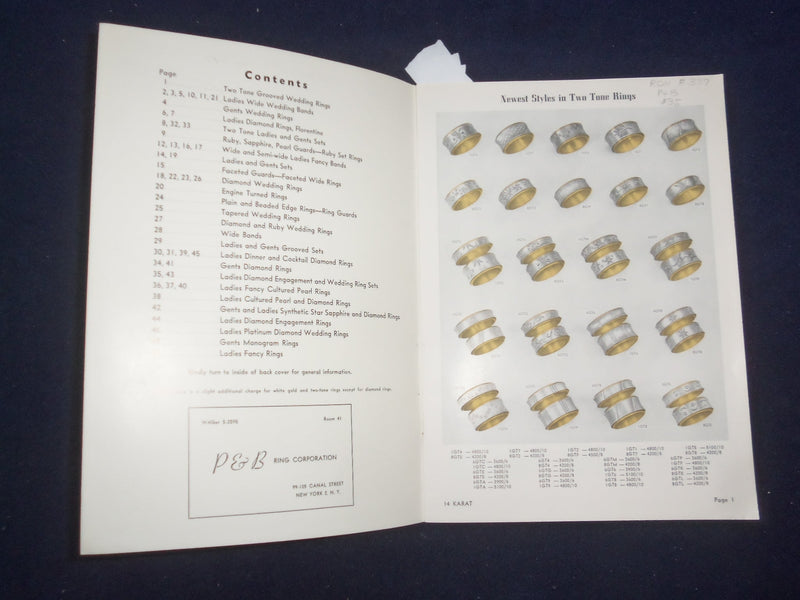 1959 P&B RING CORPORATION CATALOG - PRECIOUS JEWELRY OF ENDURING BEAUTY - J 9335