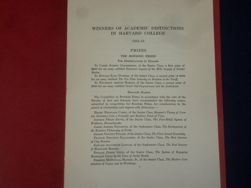 1912-1914 HARVARD UNIVERSTITY OFFICIAL REGISTER - LOT OF 5 - O 226J