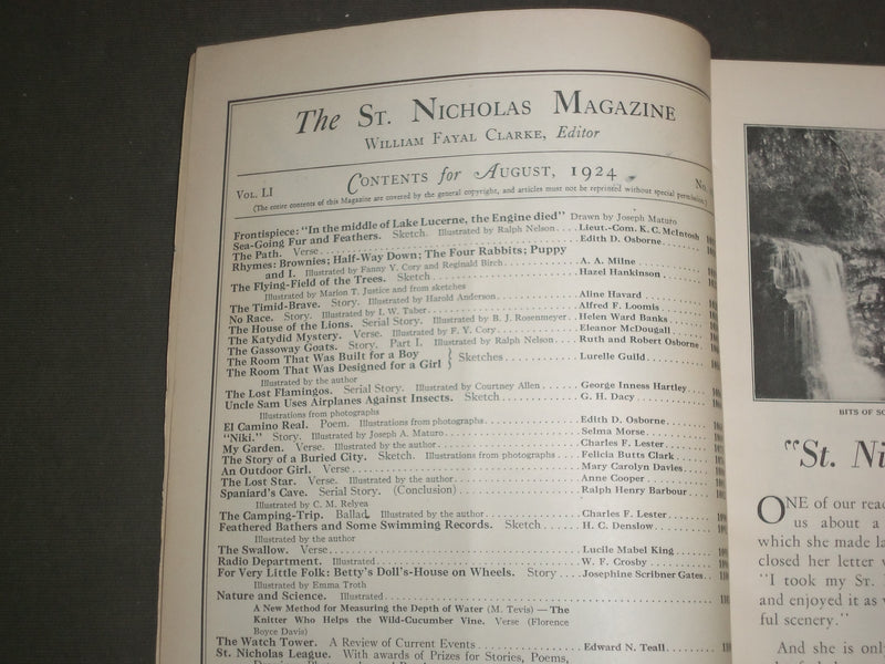 1924 AUGUST ST. NICHOLAS MAGAZINE - ILLUSTRATIONS, STORIES & ADS - B 4638