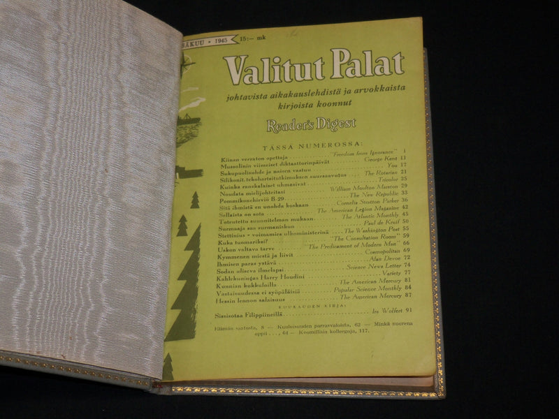 1945 JUNE VALITUT PALAT READER'S DIGEST FINNISH MAGAZINE - HARD BOUND - KD 6396