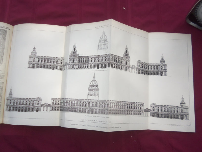 1900 JAN-DEC THE BUILDER U. K. MAGAZINE BOUND VOLUMES - 2 VOLS - FOLD OUTS - C 6