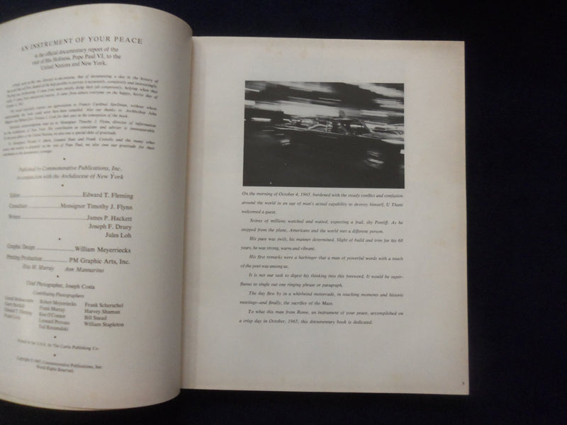 1965 AN INSTRUMENT OF YOUR PEACE HARDCOVER BOOK-U.S. VISIT POPE PAUL VI- KD 8810