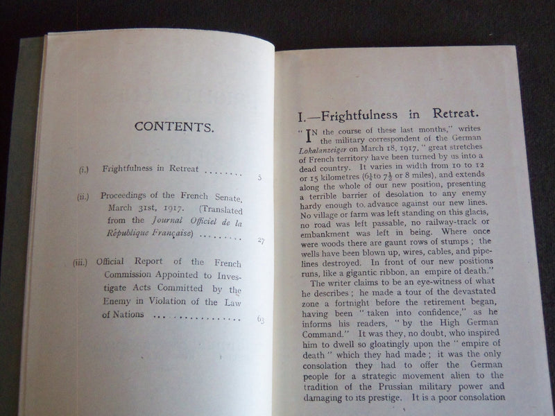 1917 FRIGHTFULNESS IN RETREAT SOFTCOVER BOOK - HODDER & STOUGHTON - J 7220