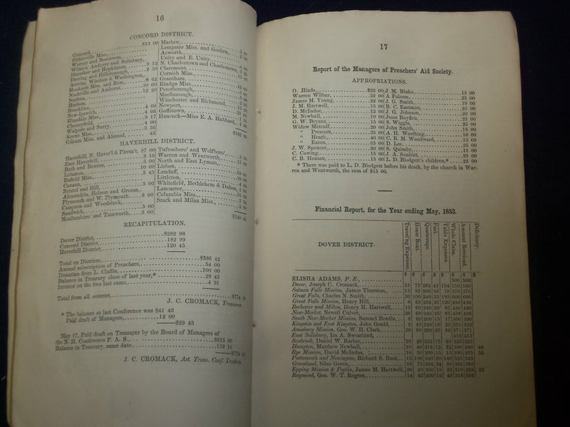 1853-1860 NW HAMPSHIRE METHODIST EPISCOPAL CHURCH MINUTES - LOT OF 4 - J 4750